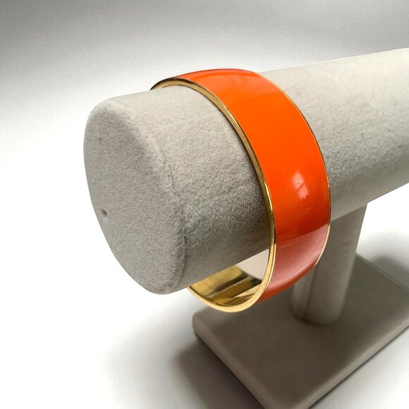 J.Crew Gold & Orange Enamel Bangle Bracelet 2.5" - Picture 3 of 4